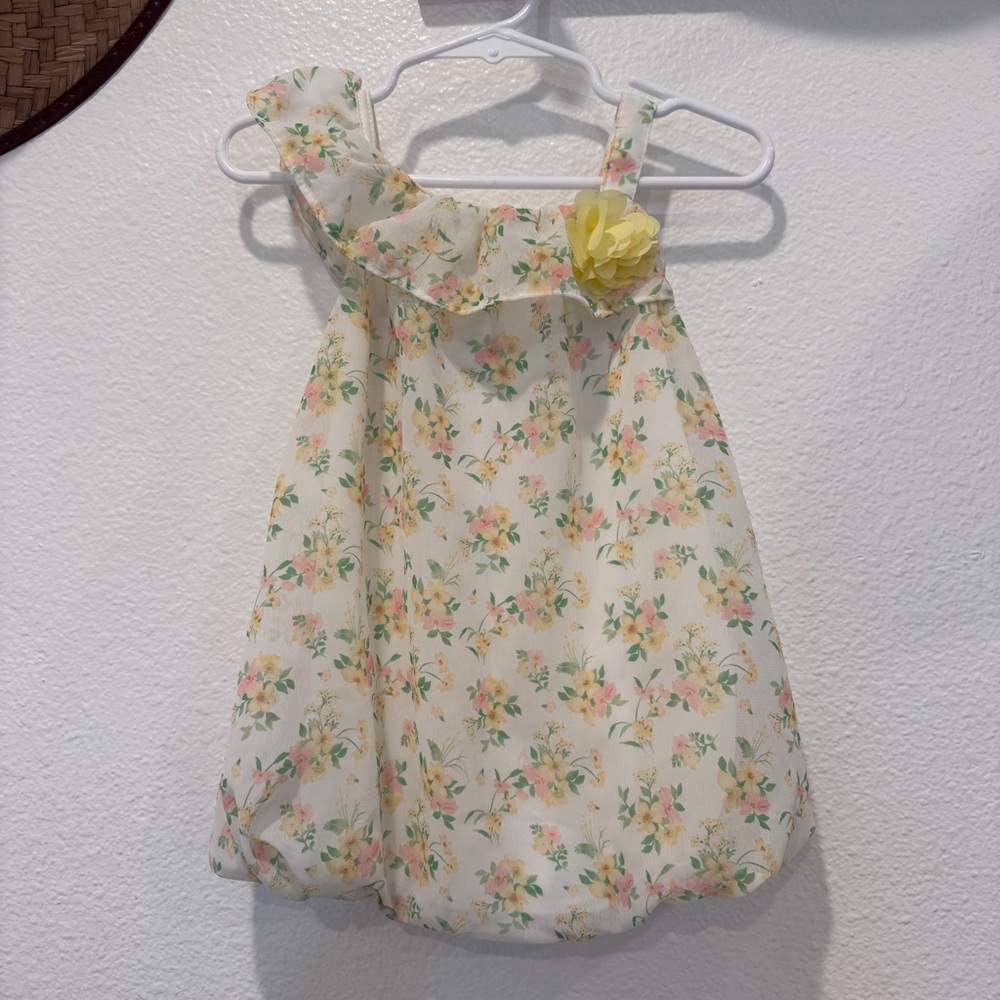 Nannette Cream Floral One-Shoulder Romper with Pink and Yellow Blooms Springtime